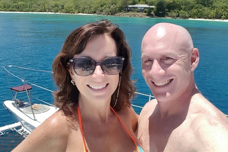 Carol and David at custom house - BVI trip 2017