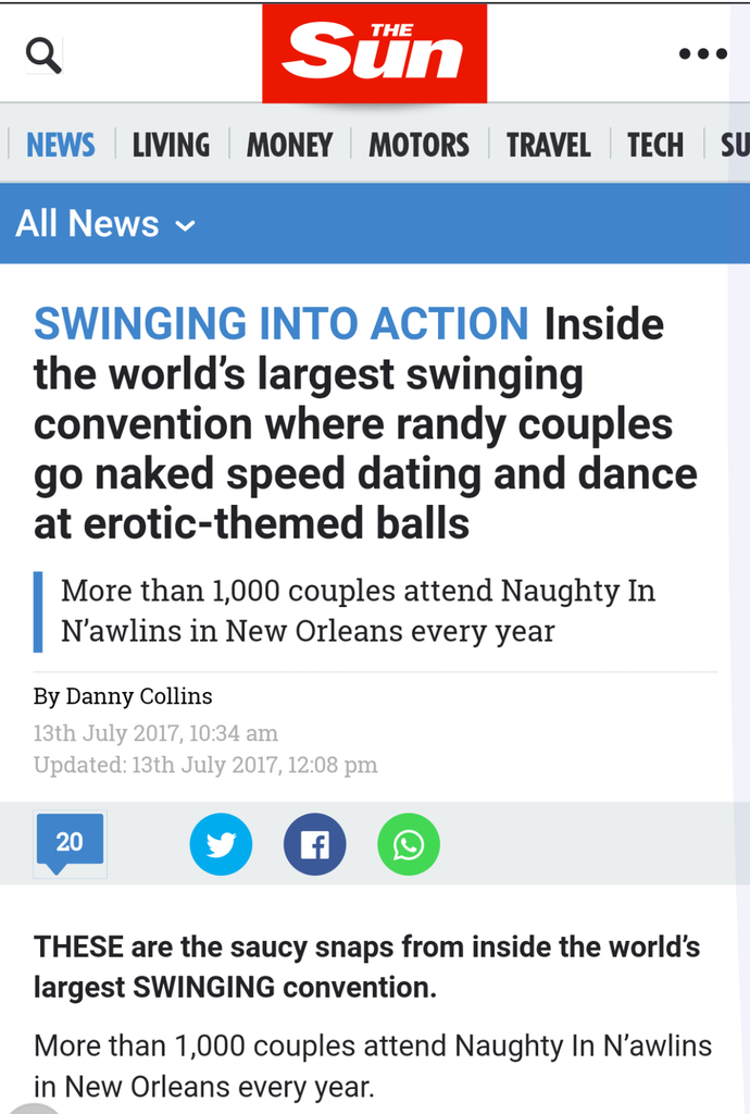 The Sun Article July 13, 2017 - Largest Swinger Convention...