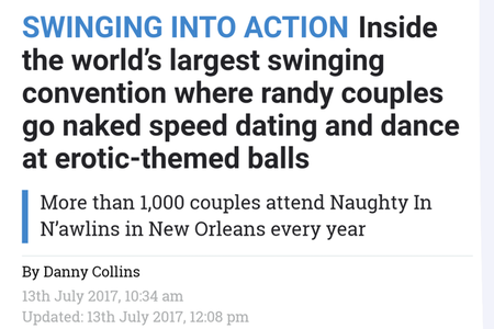 The Sun Article July 13, 2017 - Largest Swinger Convention...